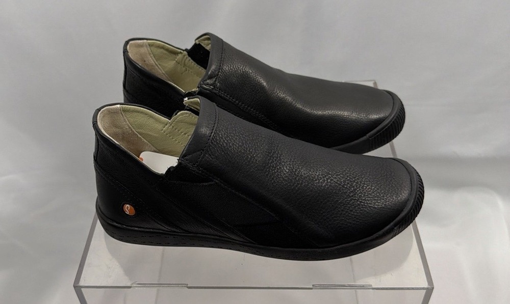 Softinos Women's Black Leather Sneakers Portugal Comfort Shoes 35 US 4-4.5
